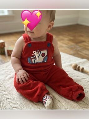 Red Baby VTG  Overalls with Sneaker Applique